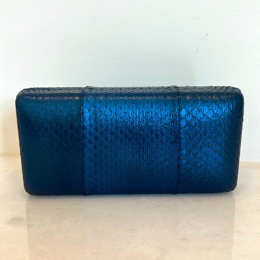 Kotur blue snakeskin clutch